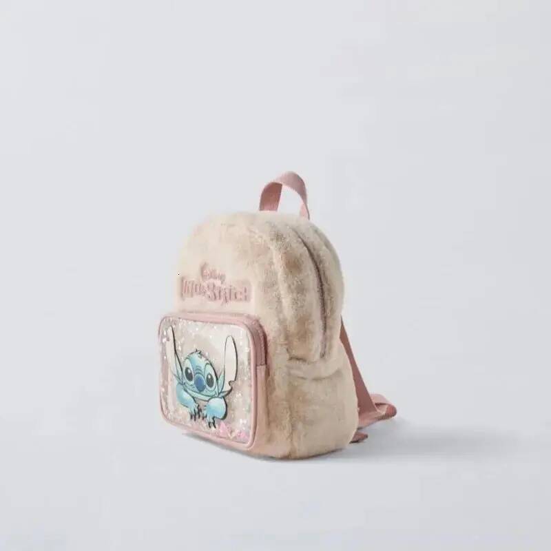 Custom Disney Stitch Autumn New Plush Hello Kitty Cute Backpack, Shang Color Block Bag, Children's School Gift Backpack