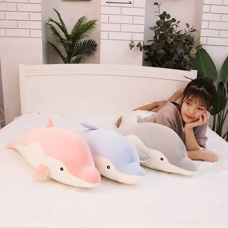 50-110cm Cartoon Dolphin Plush for Office Rest Sleeping Cute Soft Animal Childrens Toys Boy Girl Birthday GiftsM251119