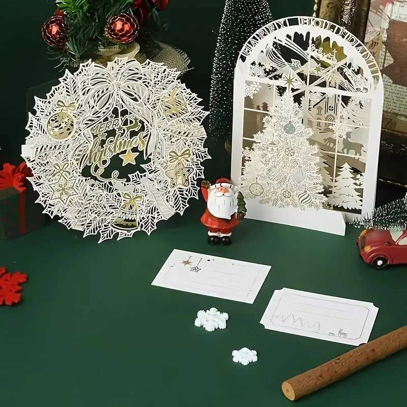 3D Pop-Up Christmas Greeting Cards with Envelopes Note Cards - Festive Floral Design for Everyone G251119