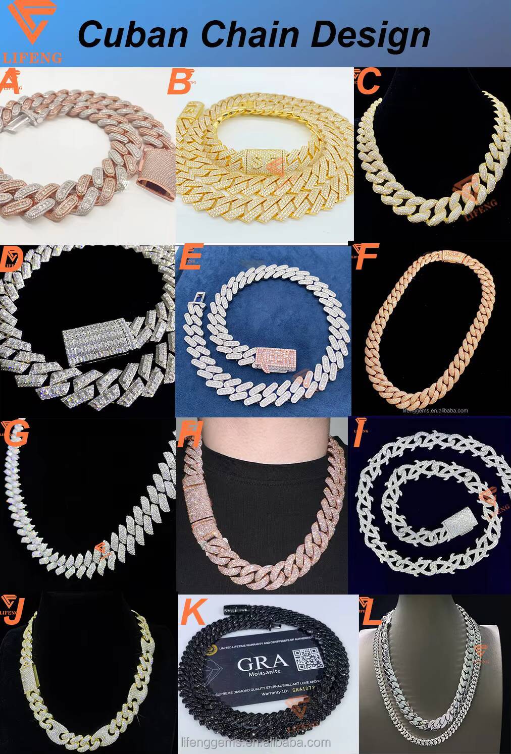 Lifeng Custom 24mm VVS Moissanite Ice Necklace 925 Silver Miami Cuban Chain with Diamond for Men Cuban Link Chain