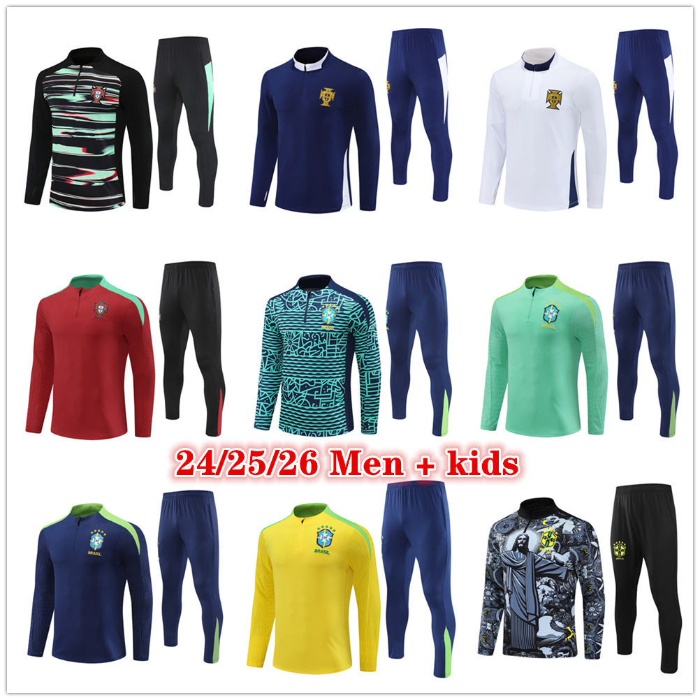 2025 2026 soccer tracksuit Portugals training suit Men and kids Brasils 24 25 26 brazilS football tracksuits jogging kits Survetement Foot chandal futbol tute
