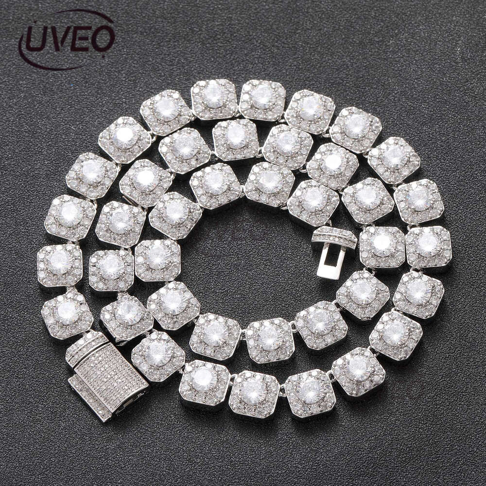 Luxury designer's new 10mm large ice out VVS Moissanite rock candy chain Men's and women's hip hop necklace bracelet Free delivery