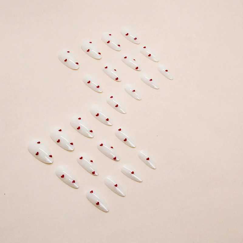 24 PCs Long Almond Shaped Fake Nails 1 Nail File 1 Piece of Jelly GlueT251118T251119