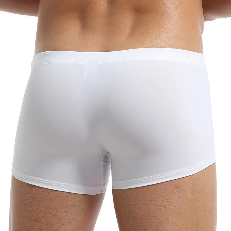 Mens Ice Silk Boxing Breathable Underwear Ultra Thin Shorts Sexy 250417