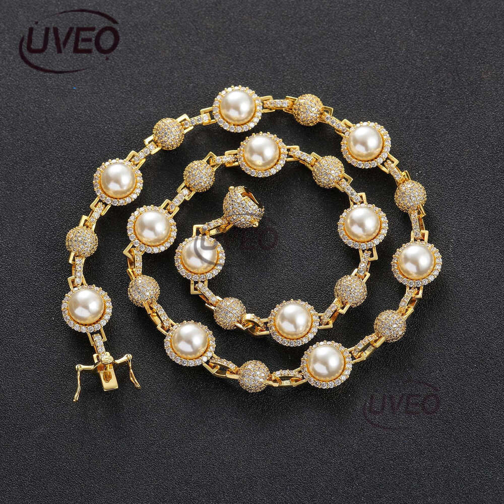 Luxury Hip hop Ice out VVS Moissanite Pearl necklace bracelet for men and women Free delivery