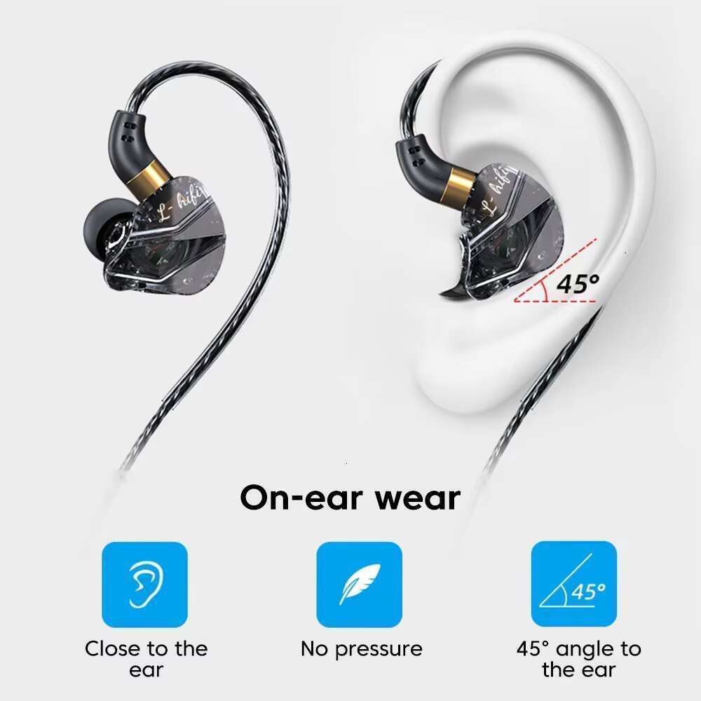 In ear C-type subwoofer wired headphones with microphone HiFi music monitor bass headphones, suitable for sports and gaming earbuds