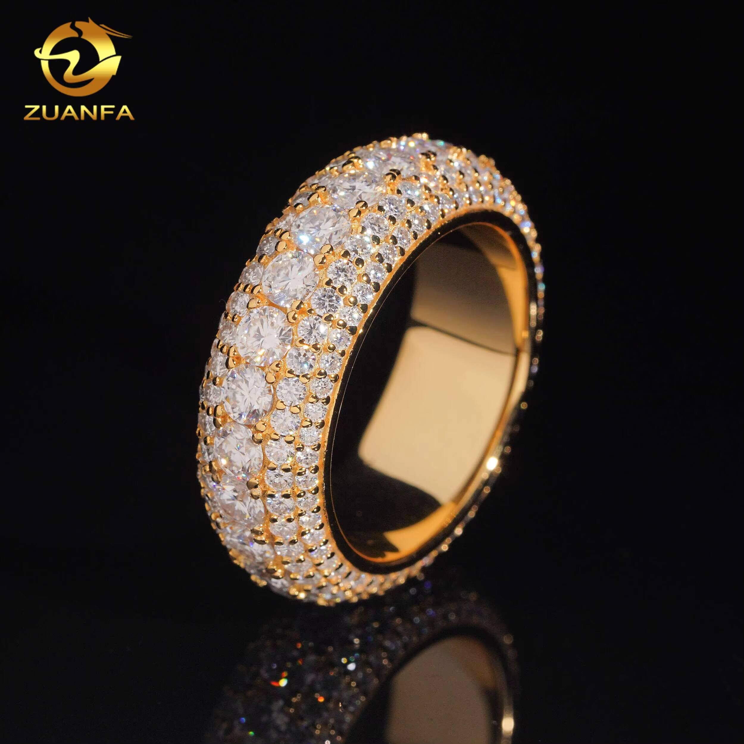 Bubble Full Band Ring 5 Row Eternity Ring GRA 925 Solid Silver Moissanite Ring Iced Out Men Diamond Ring Iced Out Jewelry