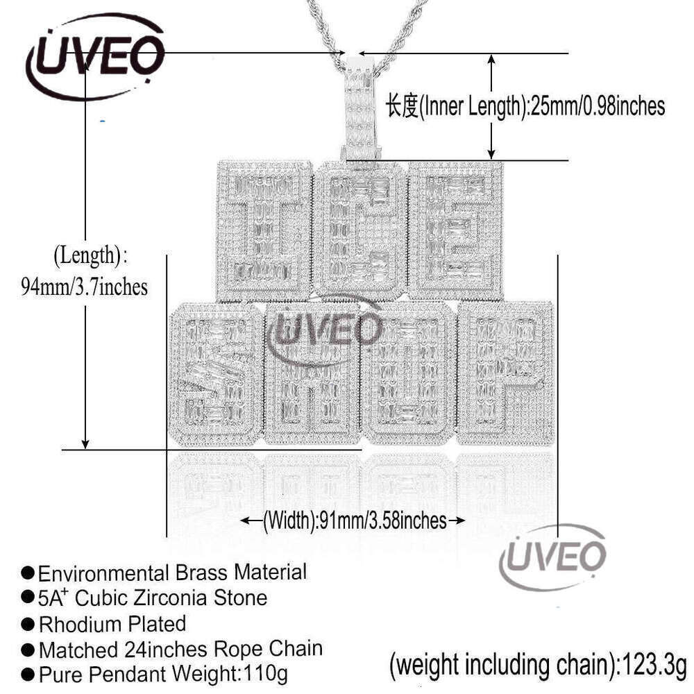 Luxury designer double T-shaped ice out VVS Moissanite Mosaic alphabet pendant, hip hop pendant for men and women