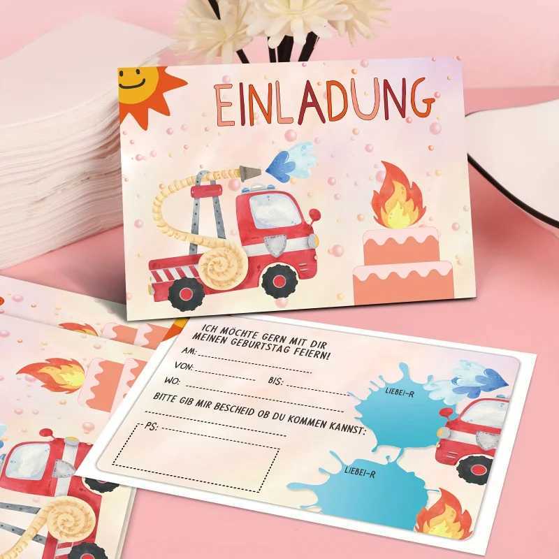 16 Pieces Anime Fire Brigade Invitation Cards Exquisite Fire Brigade Pattern Design Personalized Paper Material G251119