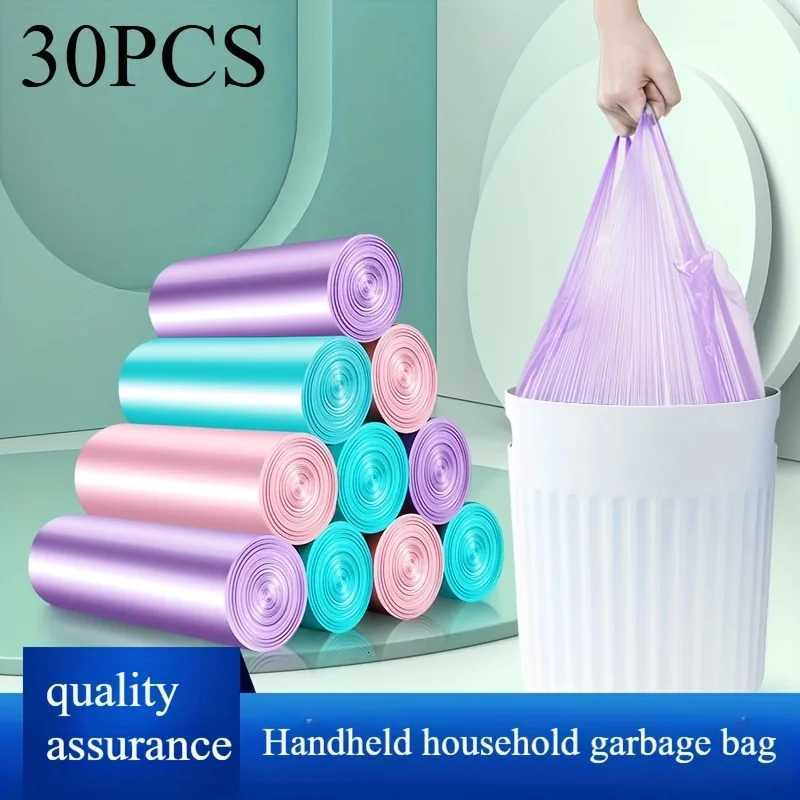 30pcs Thickened Auto-Lock Drawstring Trash BagsCompact Roll Design for Kitchen BathroomOffice Bedroom Living Room C251119
