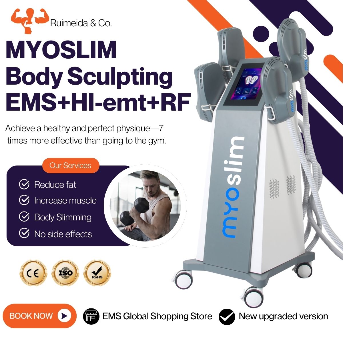 EMS Body Sculpting Machine Electromagnetic Slimming Machine For Fat Burning RF MYOSLIM HI-emt 6500W 15Tesla Body Contouring Build Abs Improve Body Sha