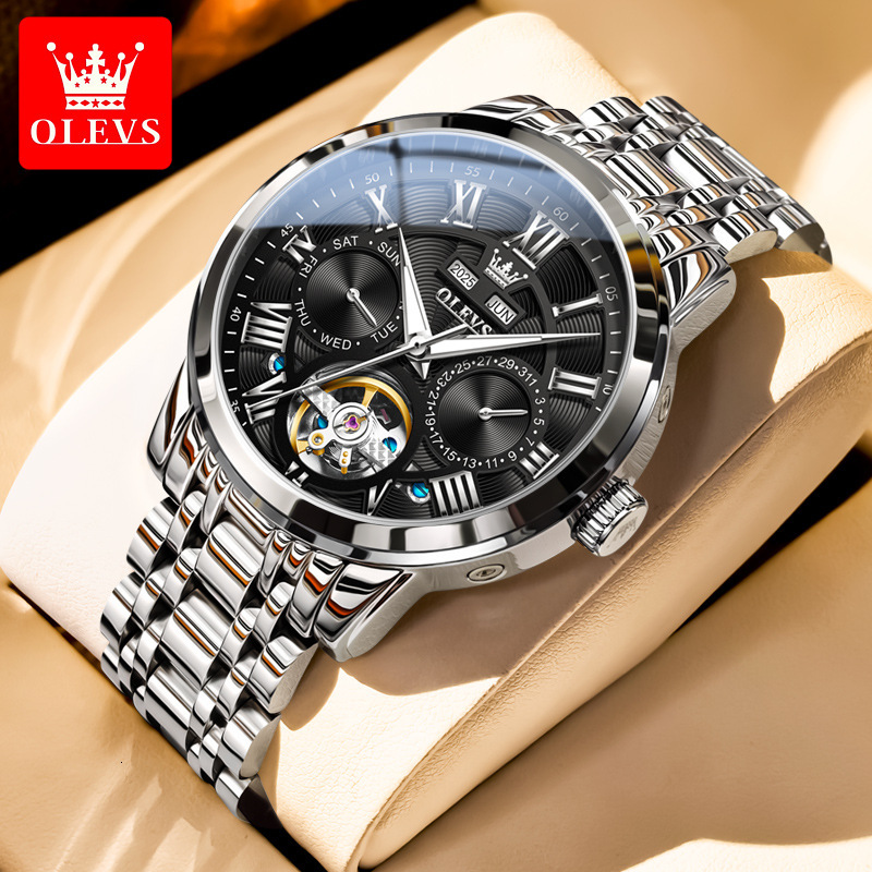 OLEVS Designer Men's Outdoor Luxury New Hollow Luminous Tourbillon Business Outdoor Classic Mechanical Watch Men's Watch Free Shipping Whole