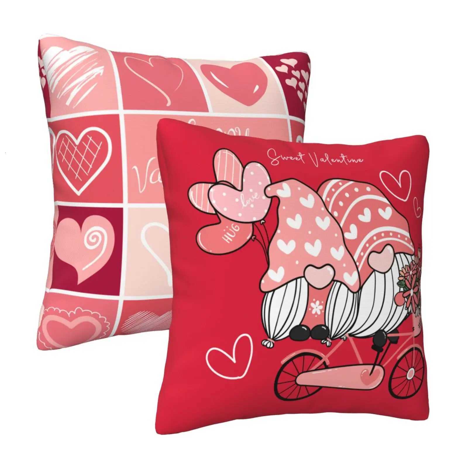 Pink case one set of two Valentines Day soft decoration dwarf truck flowers Heart-shaped square cushion cover cM251119