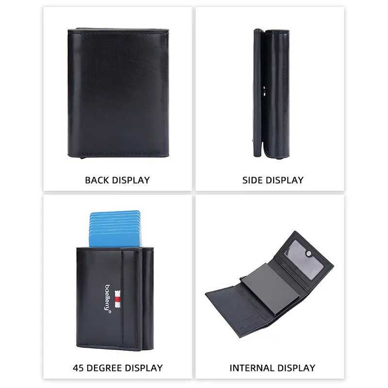 New RFID Short Men Card Wallets Free Name Engraving Popup Card Holder Luxury Brand Male Purse Simple Photo Holder Mens WalletT251119