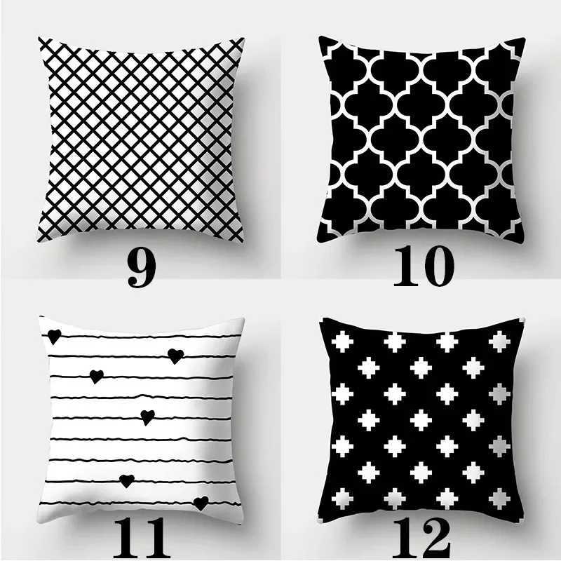 Black and White case 45cmX45cm Square Sofa Cover Stripes Leaves Pattern Cushion coverM251119