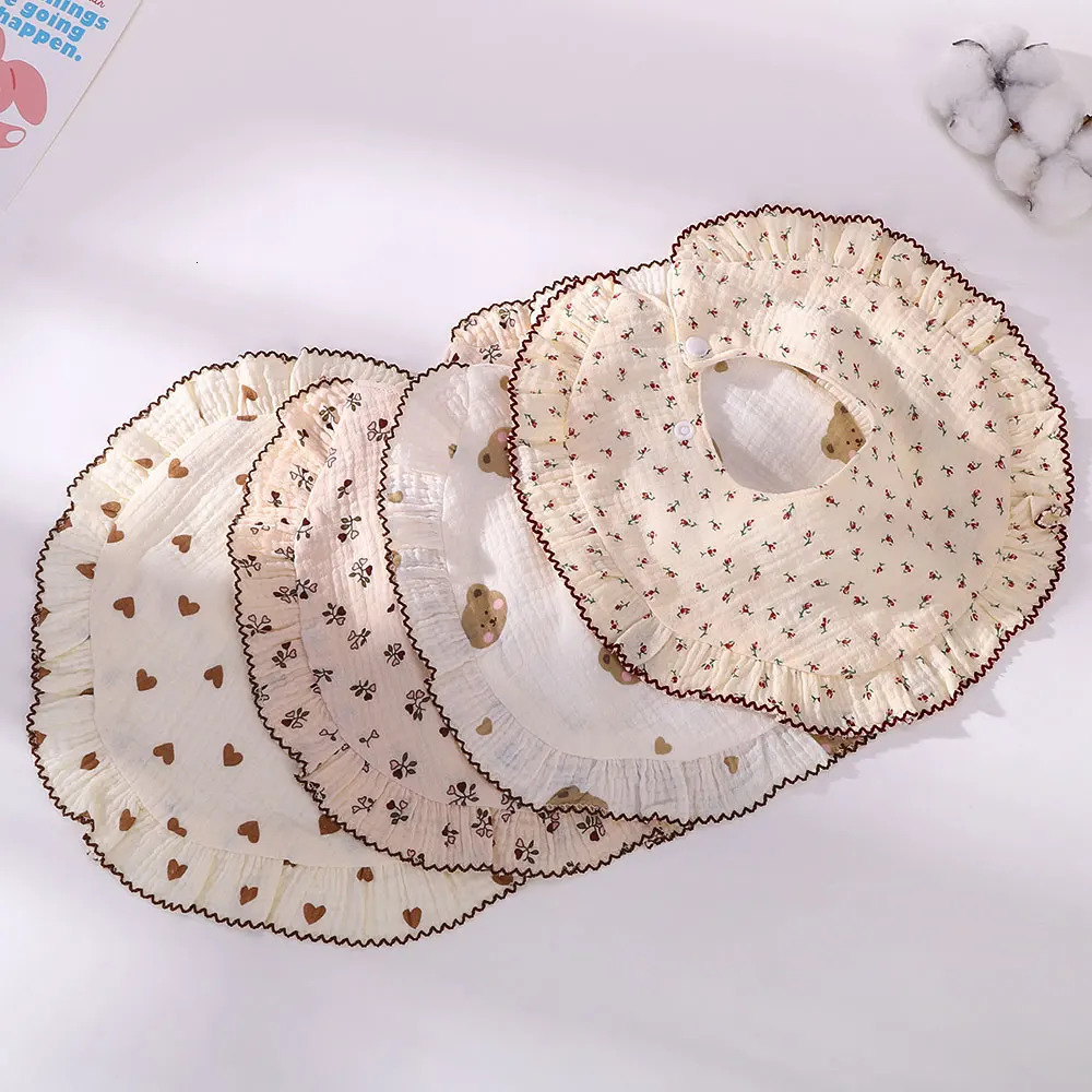 Ins style simple cotton baby bib born print soft Saliva towel feeding Burp fabric accessories 250414z