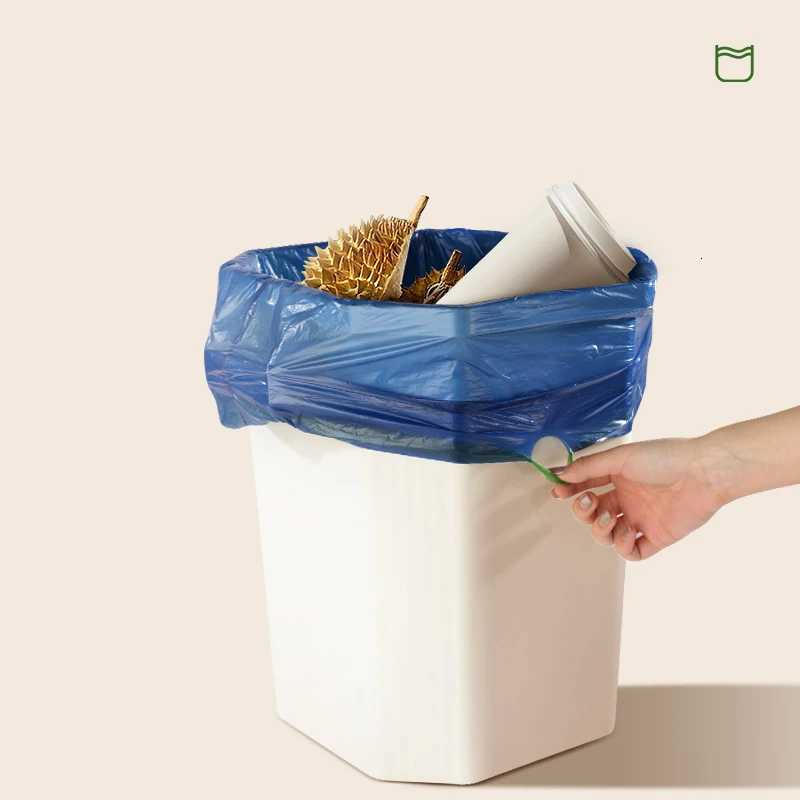 Blue Drawstring Trash Can Liners Disposable Food Residue Processor Household Kitchen Bathroom Plastic Bags with Drawstring C251119