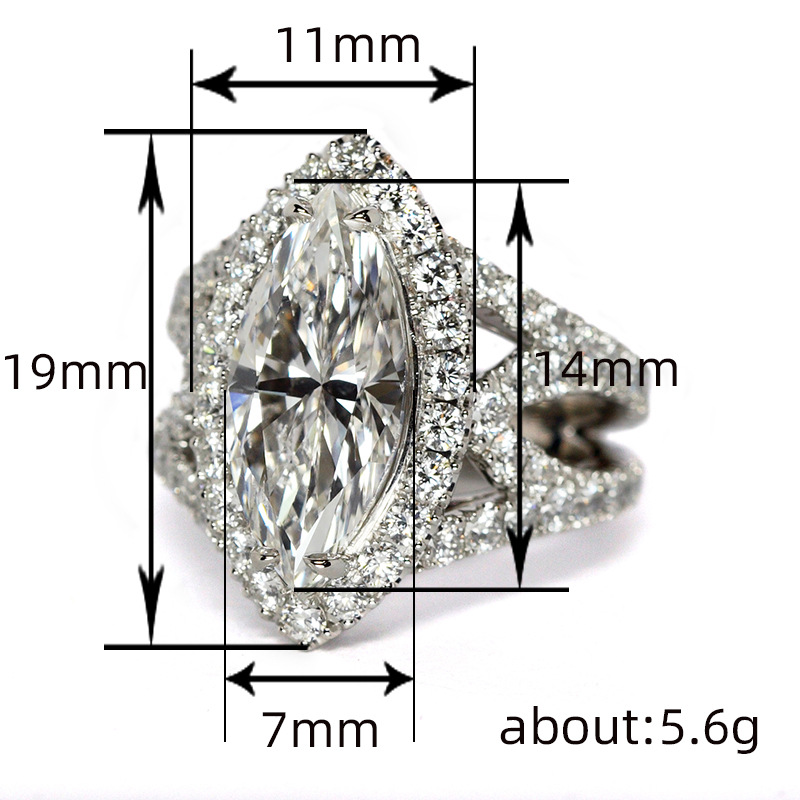 Sterg Sier Marquise Cut White Topaz CZ Eternity Wedding Band Ring for Women - Bohemian, Celtic, Asian & East Indian Styles