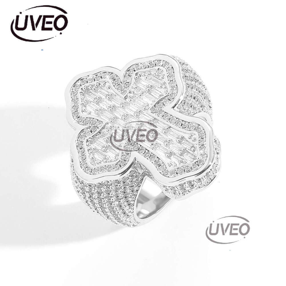 Hip hop personalized Cross micro-inlaid T-ice out VVS Moissanite Men's ring Free delivery