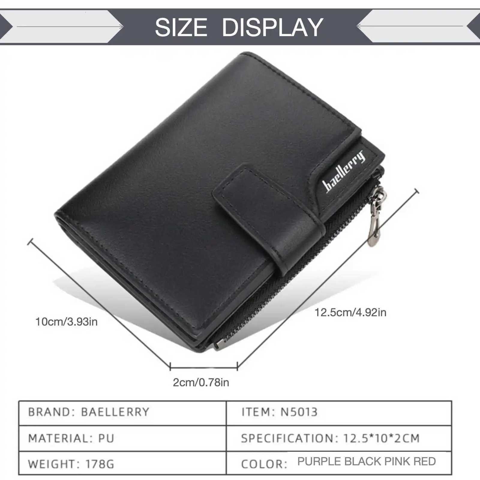 New Womens Short Leather Wallet Multi-Card Triple Fold Zipper Buckle Coin Purse Simple Casual Card HolderT251119