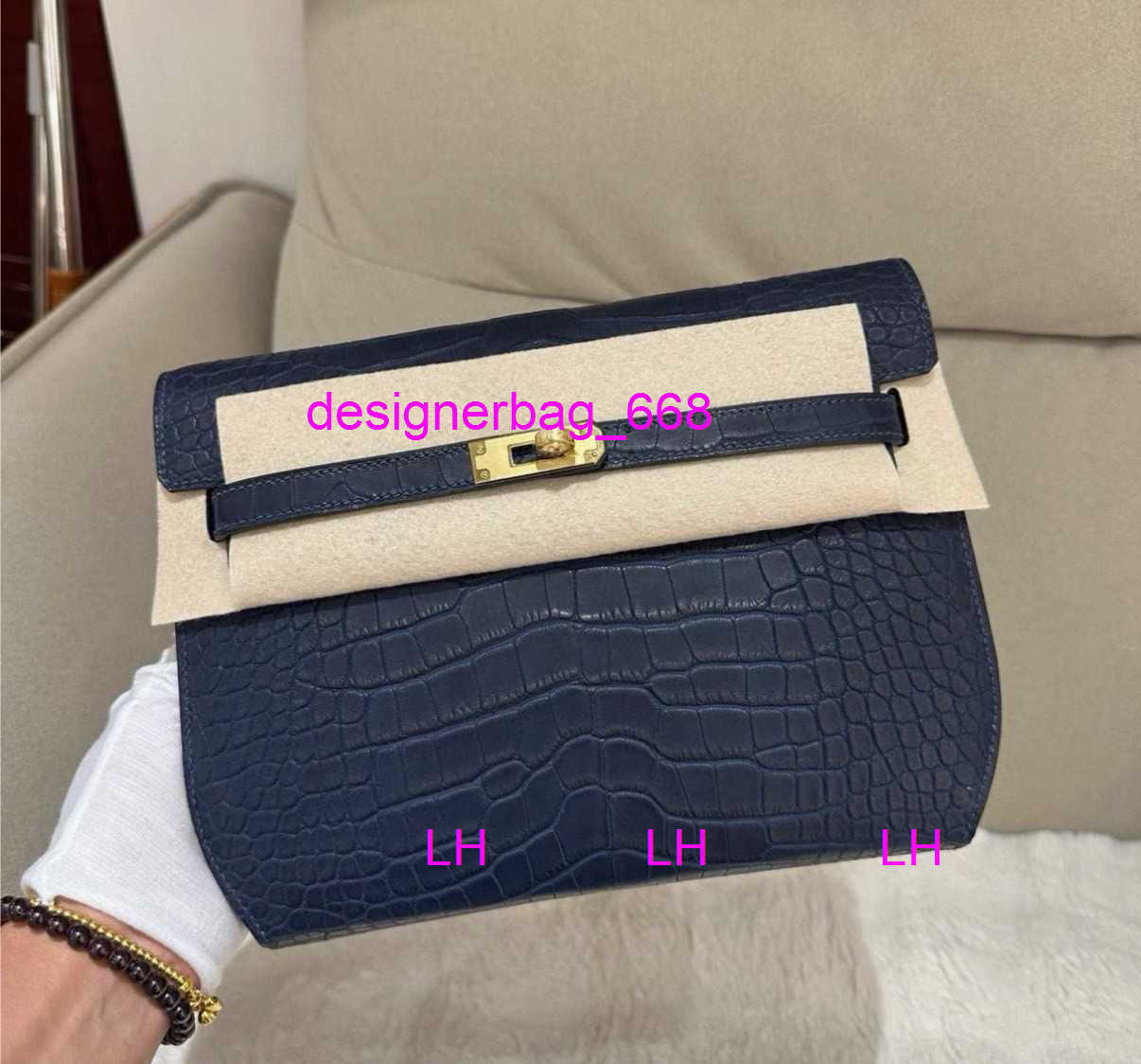 Designer Bag American Matte Depeches 25 Nile Crocodile Wax Thread Hand Sewn Pure Handmade Handly26