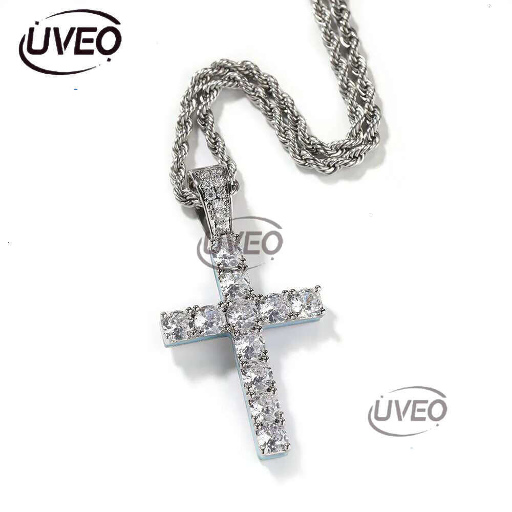 necklace moissanite chain New Cross Personalized Side Glow Set PendantCuban Chain Hip Hop Personality jewelry Moissanite dia