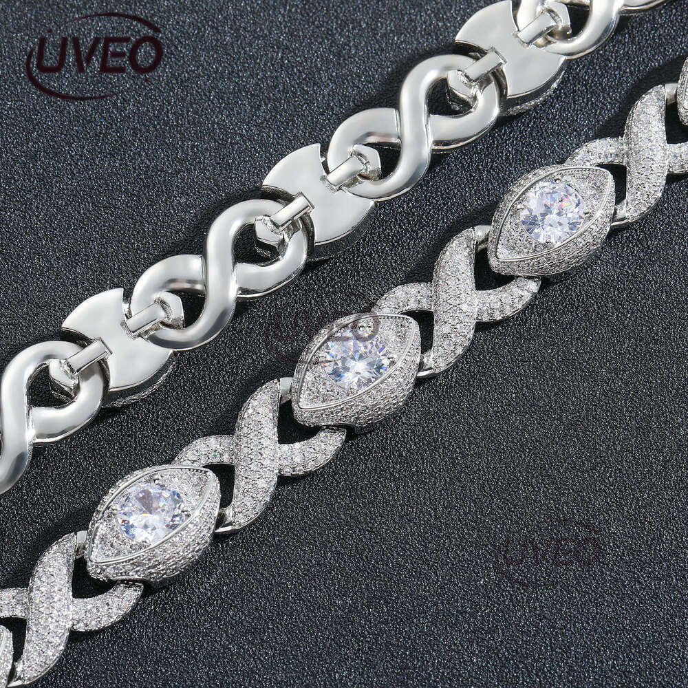 Luxury 15MM Infinity Eye 8-figure Cuban Chain Micro Inlaid sterling silver Ice out VVS Moissanite Hip Hop Men's and Women's Necklace Bracele
