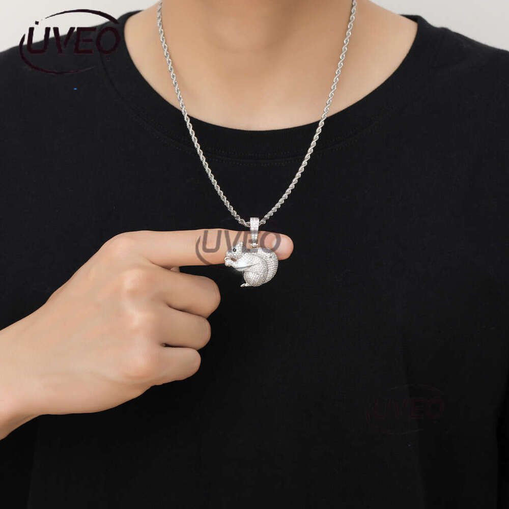 Luxury designer cartoon Squirrel Pendant Sterling silver ice out VVS Moissanite, Hip Hop necklace for men and women free shipping
