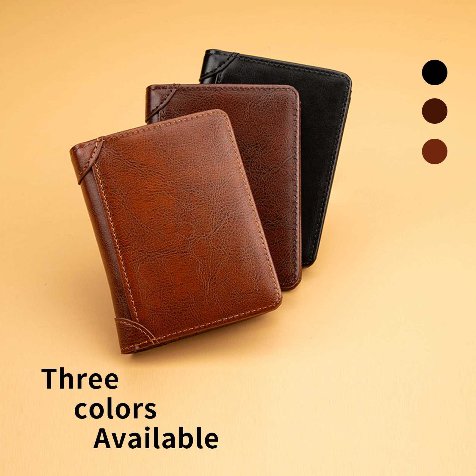 Mens British Casual Style Short Wallet Credit Card Holder PU Leather Bifold Mens WalletT251119
