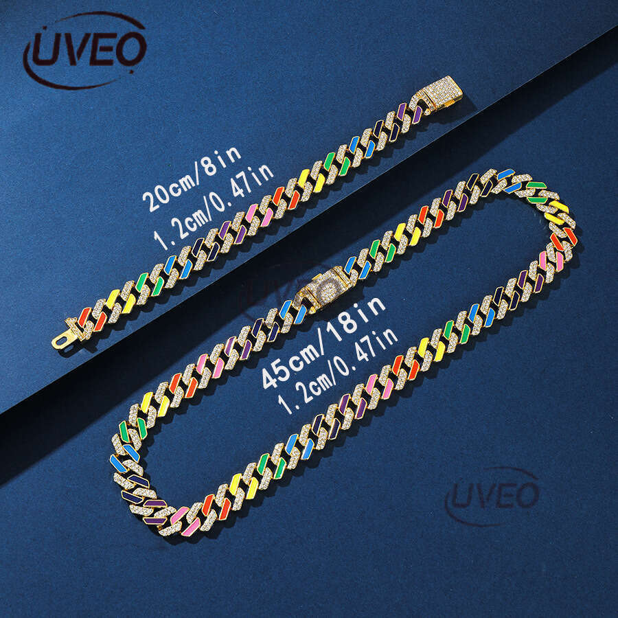 Hot selling fashion men geometric inlaid ice out VVS Moissanite Cuban men and women domineer rap necklace hip-hop collarbone chain Free delivery