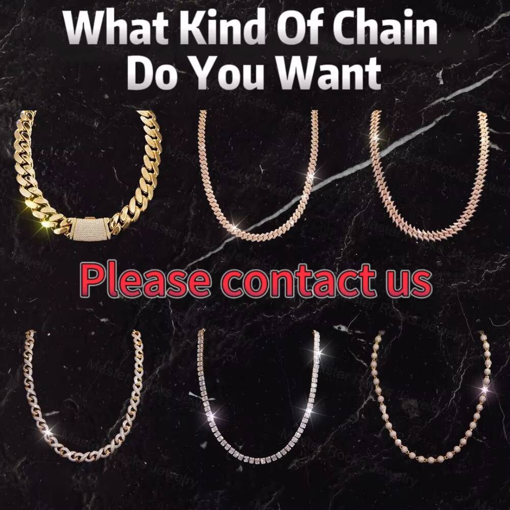 Handmade Cuban Link Chain Custom Heart-shaped Hiphop 925 Silver Iced Out Moissanite Cuban Chain
