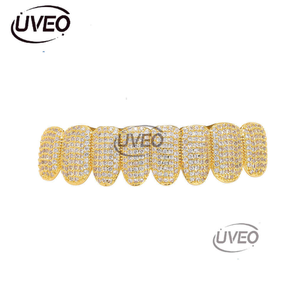 new micro inlaid eight sterling silver ice out VVS Moissanite gold braces Grill Cool men's hip hop Free delivery