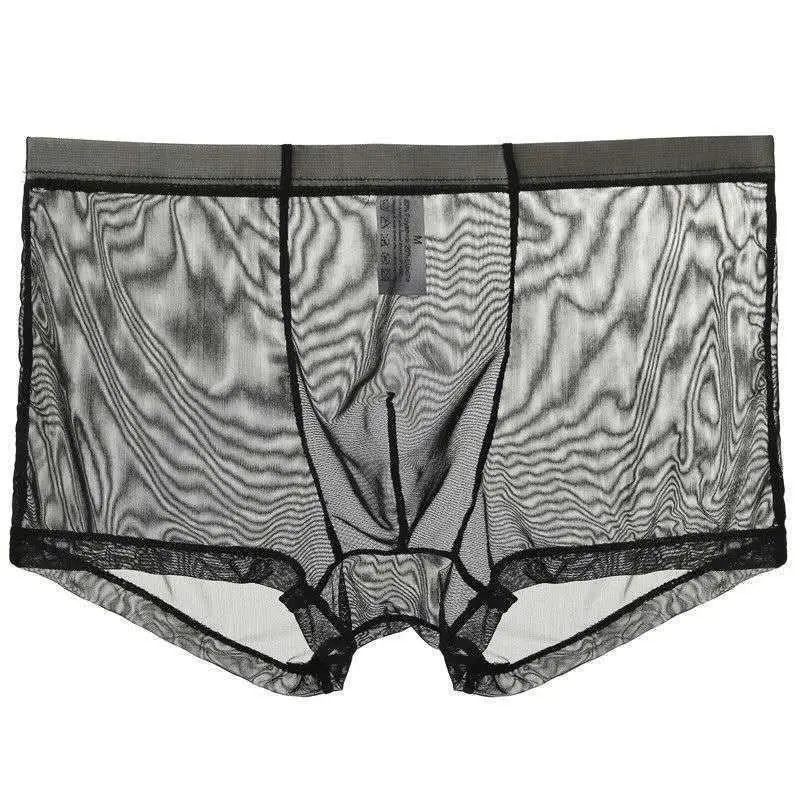Mens Underwear Transparent Boxing Raised Ice Silk See Through Sexy Low Waist 250417