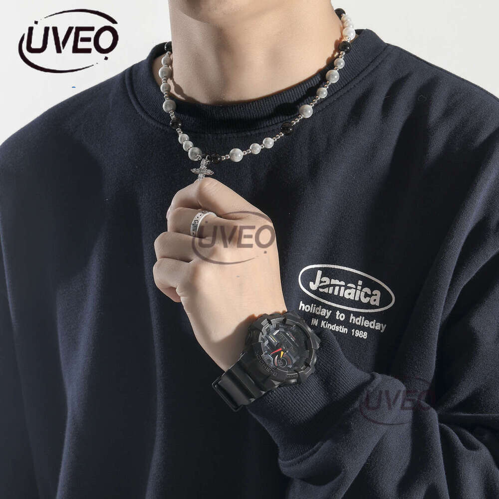 Luxury designer's new ice out VVS Moissanite sterling silver hip Hop necklace, cross collarbone chain, ABS reflective pearl necklace for men and 