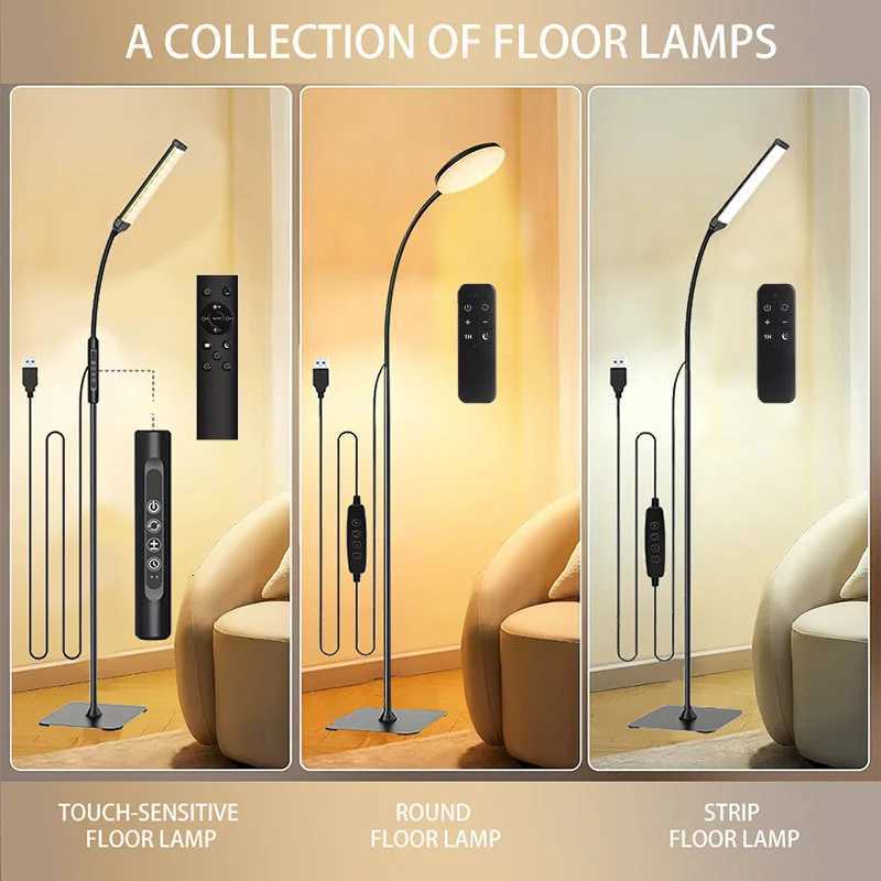 LED floor lamp can rotate 360 degrees freely with 3 color modes and 3 height adjustments available-with remote control M251119