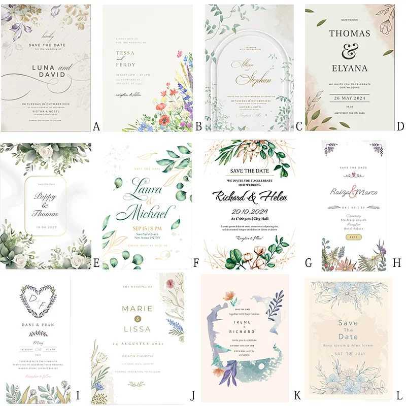 Personalized Wedding Invitation Card Custom 20-100pcs Bride Groom Photo Floral Save the Date Wedding Editable Shower Cards G251119