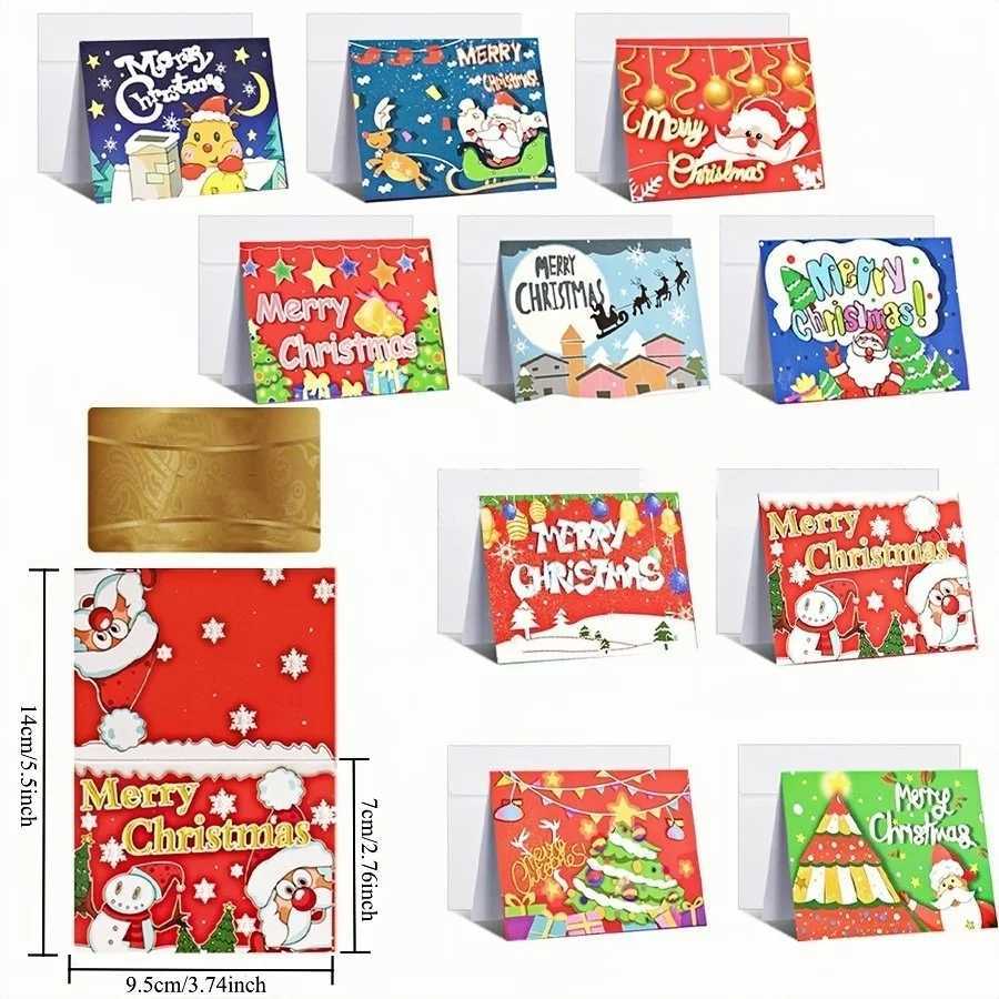 12/24/36 Pack Foiled Glittery Assorted Christmas Cards with Envelopes and Stickers Blank Holiday Greeting Card SetXmas Gift G251119