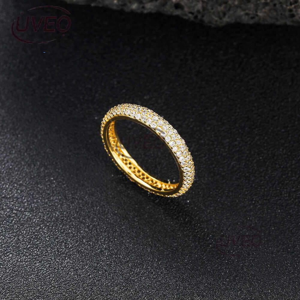 Luxury designer Hip hop Ring micro-set with three rows of ice out VVS Moissanite rings, Hip Hop men's and women's rings with free shipping