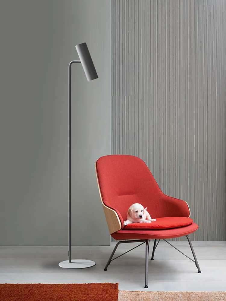 Italian Minimalist Black Floor Lamp Living Room Gray White Metal Fashion Personality Bedroom Bedside Standing Lamp M251119