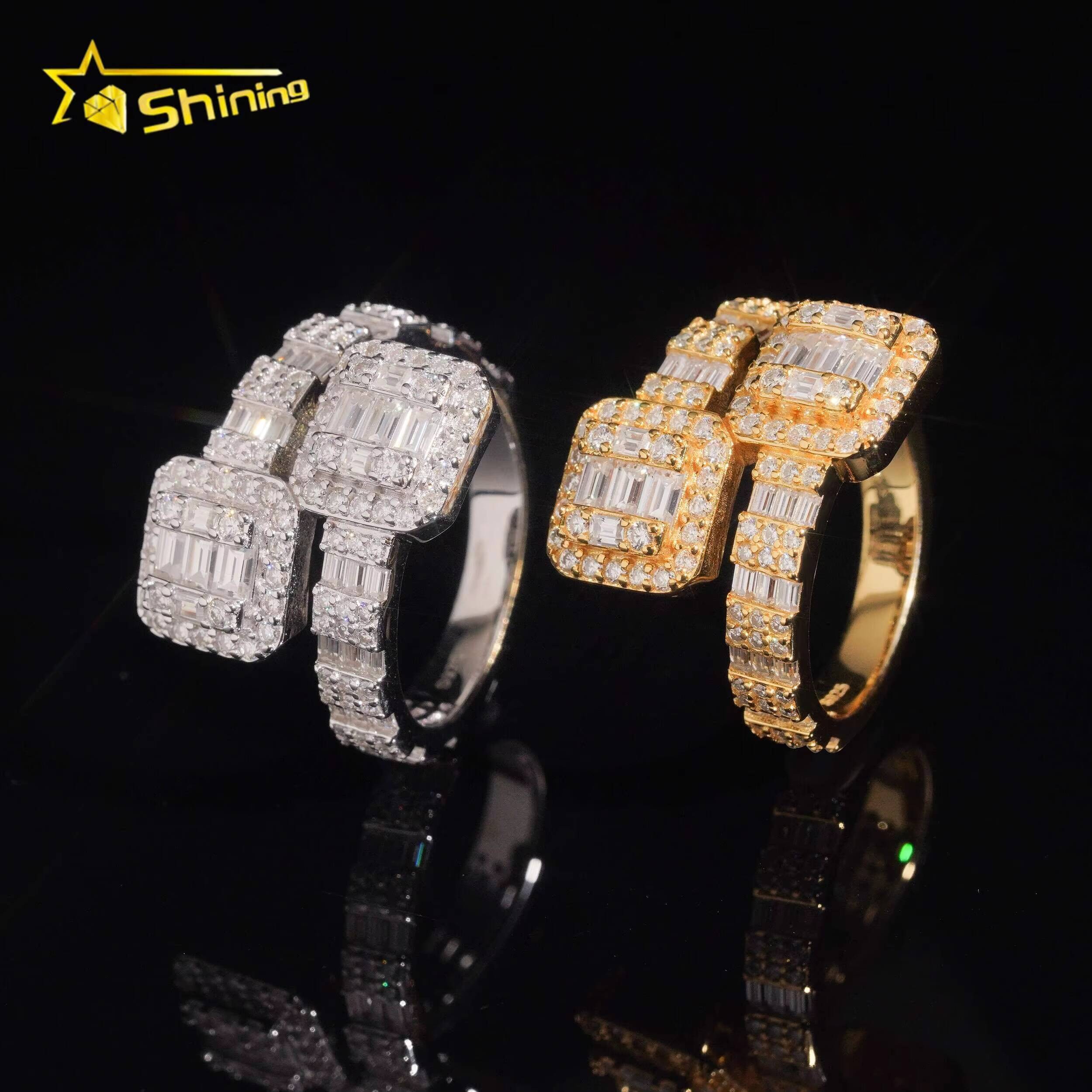 High Quality Iced Out Gold Plated Fashion Jewelry S925 VVS Moissanite Diamond Hip Hop Ring