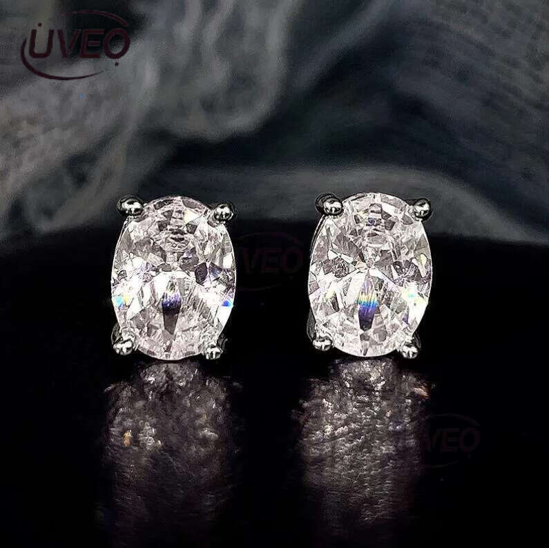 Choucong Drop Ship Top Sell Stud Earrings Moissanite Solitaire Simple Fashion Jewelry Sterg Sier Gold Fill Women Wedding Oval Dia Earring Gift