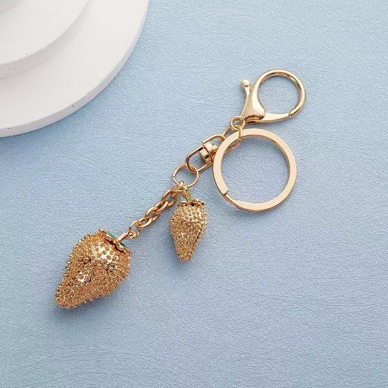 Factory Direct Strawberry Keychain - Creative Alloy Bag Pendant with Oil Painting Design Z260130