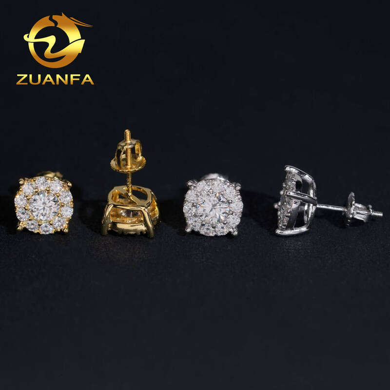 Loose Fashion Jewelry from American Warehouse Iced Out Hip Hop S Screw Back VVS1 Silicon Stone Earrings