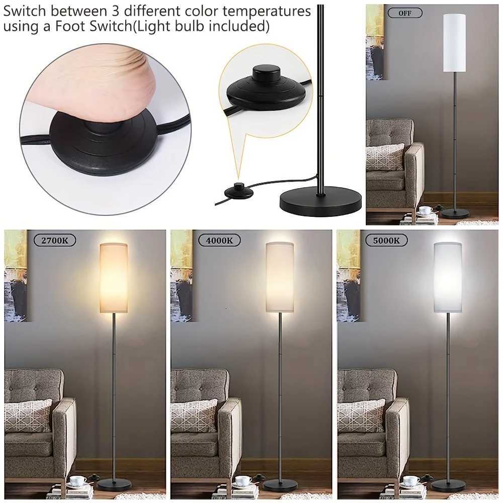 Modern Luxury Floor Lamp With Foot Switch Stepless Dimmer Tall Standing Lamp Fabric lampshade for Bedroom Living Room Office M251119