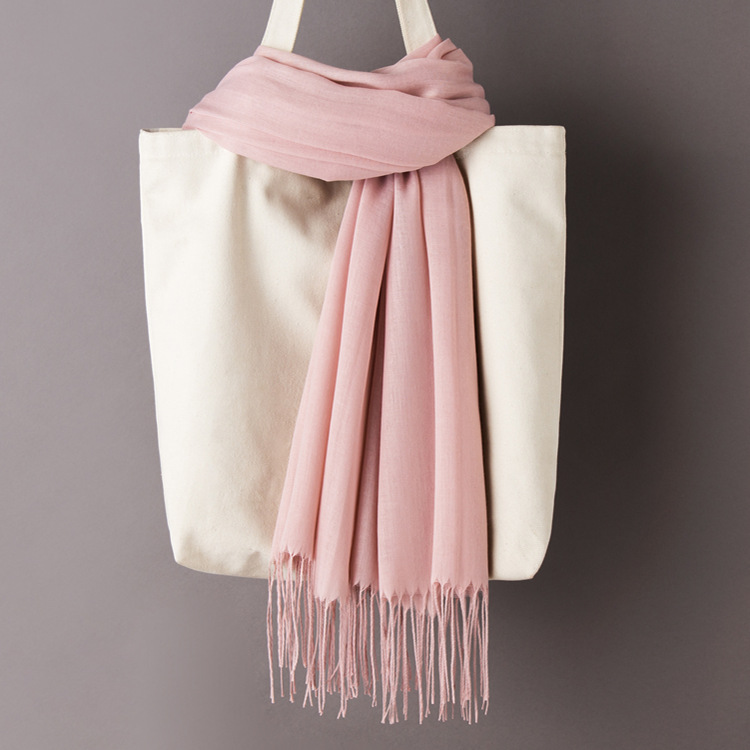 K439 Cross-border autumn and winter thin imitation cashmere solid color scarf for women couples long warm neck scarf with tassel shawl