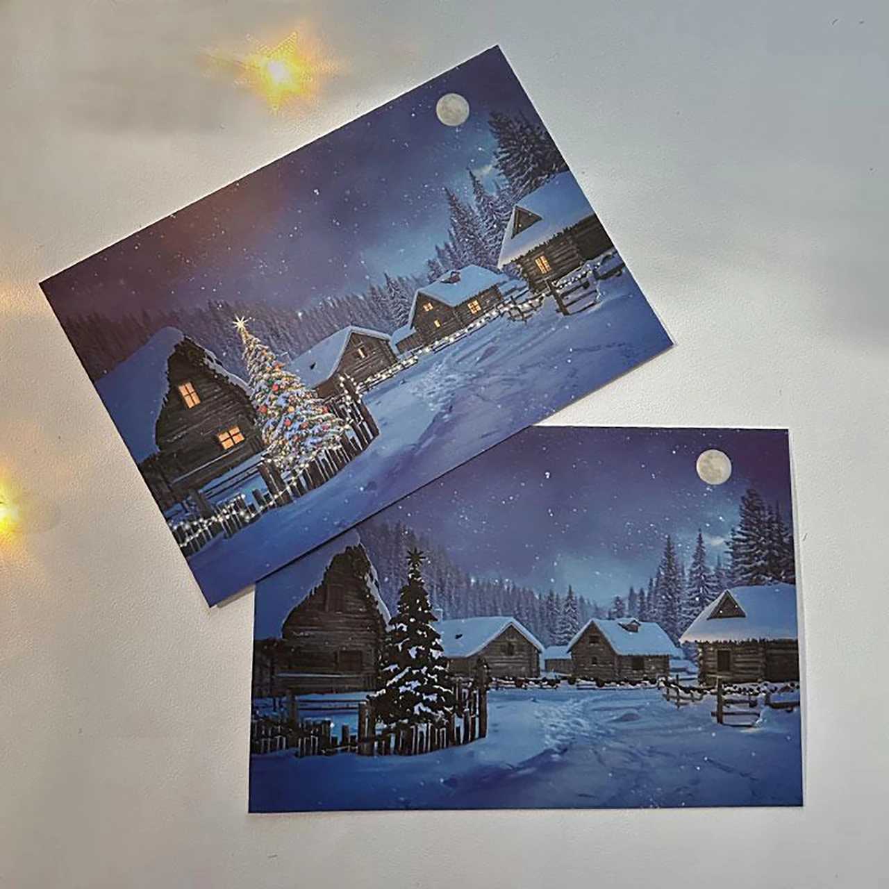 2Pcs Temperature Changing Christmas New Year Card Surprise Christmas Tree Snowscape Greeting Card Festival Gift for Kids Friends G251119