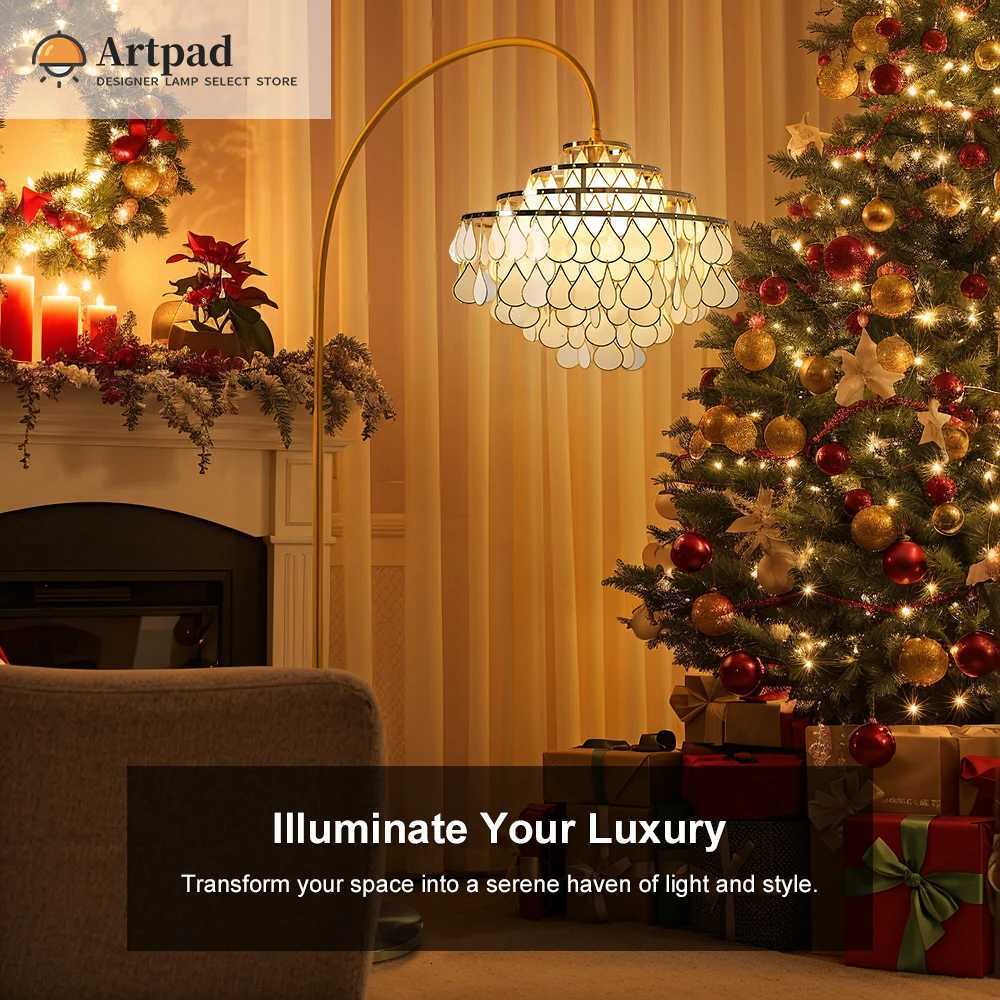 Luxury Bronze Floor Lamp For Living Room Bedroom Study Table Modern Room Decoration White Natural Seashell Stand Light M251119