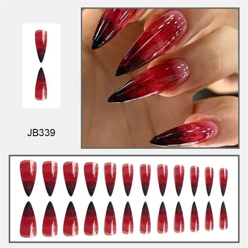 24Pc Halloween Spider Skull Blood Cool Spice Style False Nails Almond Head Detachable Finished Fake Nail Press on Nail with GlueT251118T251119