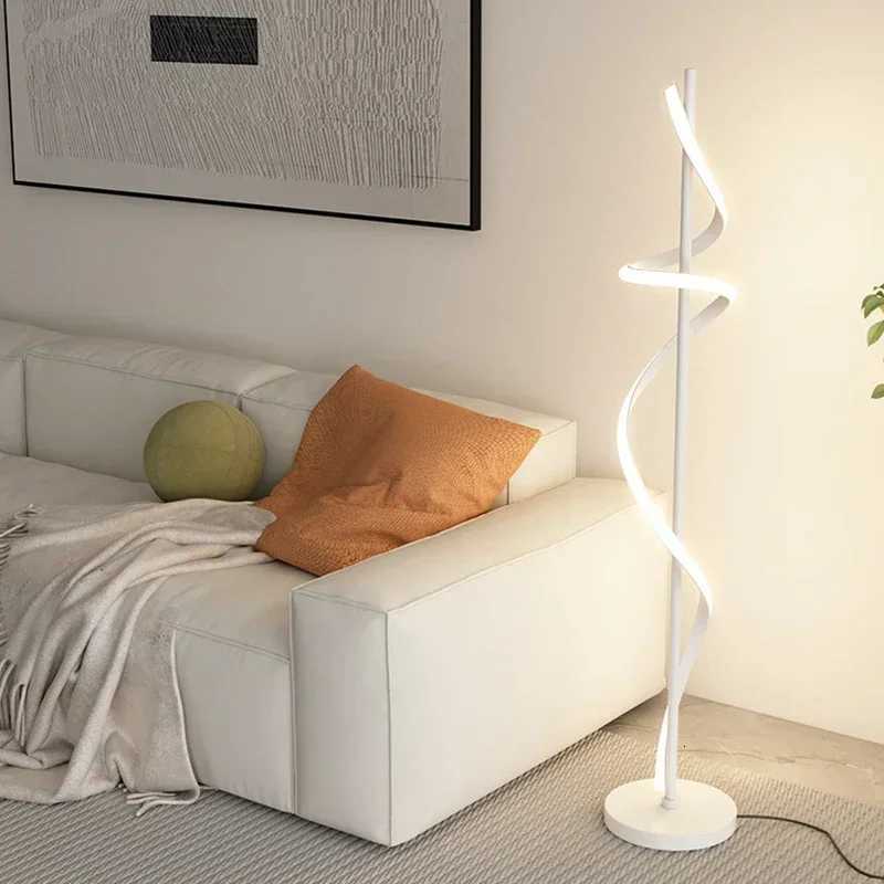 Nordic Modern LED Floor Lamp With Spiral Design Lines Light Luxury Study Indoor Home Decoration Bedroom Bedside Floor Lamp M251119