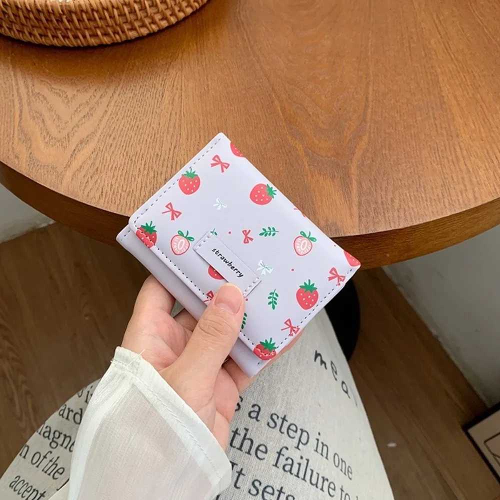 Portable Strawberry Tri-fold Wallet Printing Korean Style PU Leather Wallet Multi-Slot Folding Card Holder GirlT251119